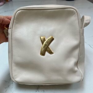 Paloma Picasso Cream Leather Crossbody Bag with Gold Hardware Adjustable Straps